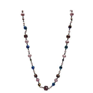 Joan Rivers Multi-Bead Necklace With Purple Pink Blue Glass Beads 37 Inches